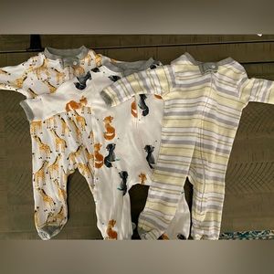 Burt’s Bees Baby - zip-up footies Set of 3